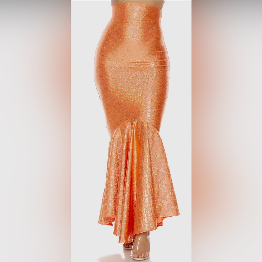 Mermaid Style Shimmer Skirt - Green or Orange - Picture 3 of 4